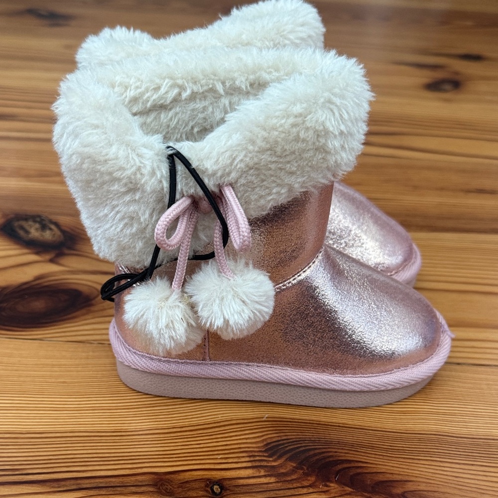 NWT Okie Dokie Shiny Pink Kids Ugg like Boots size Toddler Girls 7